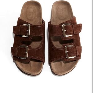 Genuine Suede Buckle Sandals